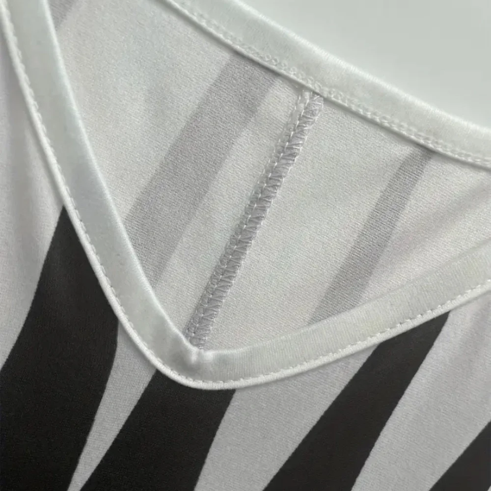 New Abstract Geo Print Maxi Dress Sleeveless Spaghetti Strap Black White Stripe - Picture 6 of 9